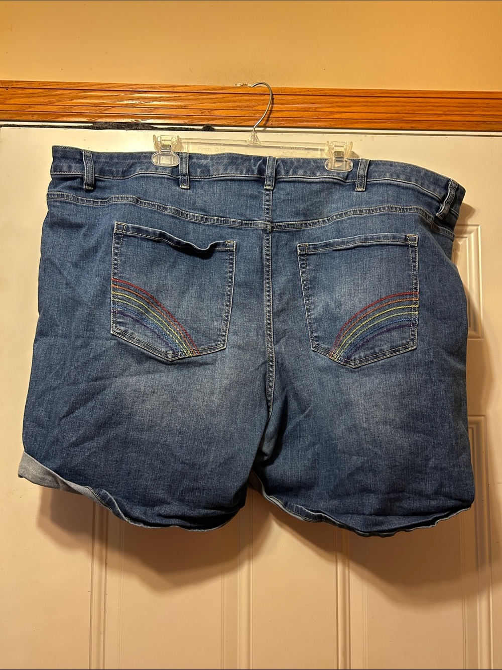Lane Bryant Denim Rainbow-Stitch Women's Shorts - Blue 26